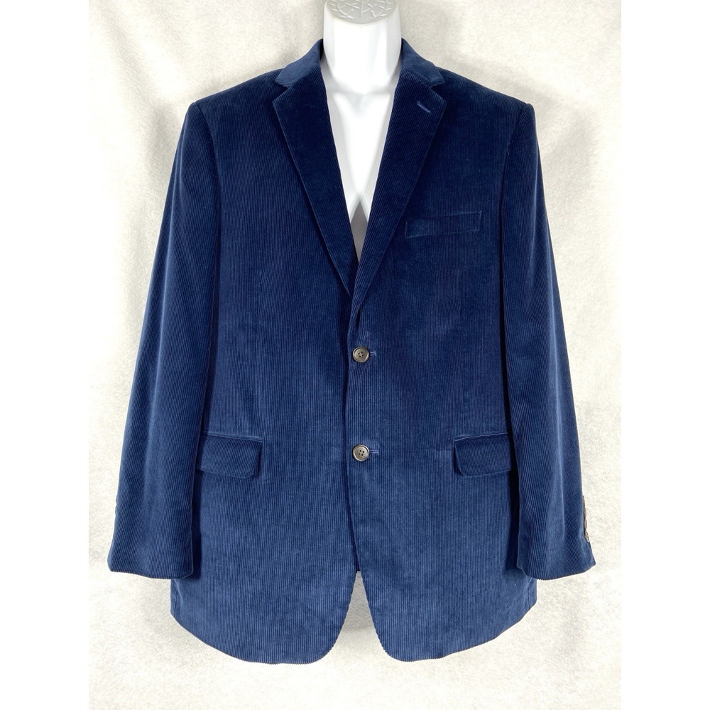 Saddlebred Jacket Mens 42R Blue Corduroy Blazer Sport Coat 100% Cotton Preppy